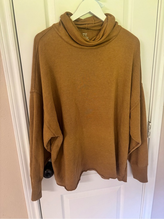 aerie Sweaters - Aerie XL Cozy Good Vibes Cowl Neck Pullover Sweatshirt Rust Camel Tan Sweater